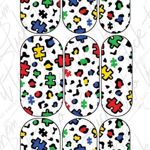 DIGITAL nail decals! 30mm OVAL Autism Leopard Print | Print your own!