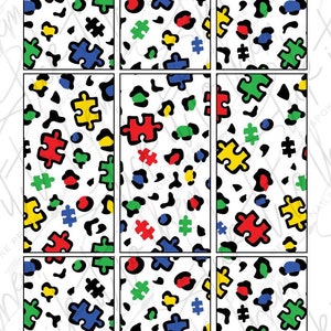 DIGITAL nail decals! 30mm RECTANGLE Autism Leopard Print | Print your own!