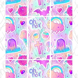 DIGITAL nail decals! 30mm RECTANGLE Pastel Goth 1 | Print your own!