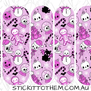 DIGITAL nail decals! XXL 60mm Christmas Kreeps - Pink | Print your own!