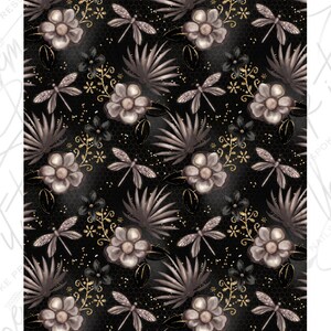 DIGITAL nail decals! FULL SHEET Midnight Floral | Print your own!