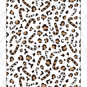 DIGITAL nail decals! FULL SHEET Candy Cane Leopard Print | Print your own!
