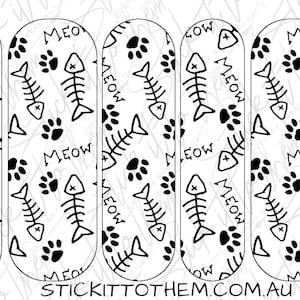 DIGITAL nail decals! XXL 60mm Fish Bones Cat Paw Print | Print your own!