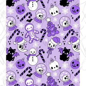 DIGITAL nail decals! FULL SHEET Christmas Kreeps - Purple | Print your own!