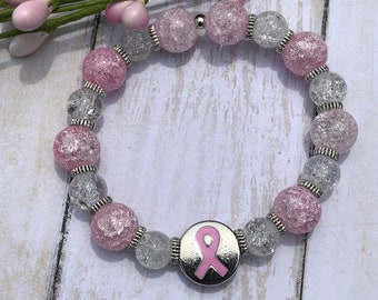 Handmade Breast Cancer Awareness Bracelet – Pink Silicone With Hope Ribbon Charm