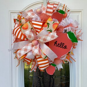Peach wreath, peach decor, summertime wreath, summertime decor, summer wreath, summer decor