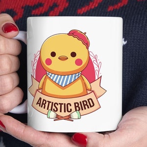 Artistic Bird Ceramic Coffee Mugs, 11oz, 15oz - Love and Deepspace - Plushie - Cute Kawaii - Rafayel - Claw Machine - Gamer Cup - Video Game