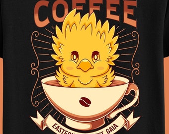 Baby Chocobo Coffee, uniseks T-shirt - Final Fantasy Games-shirt - FFVII - FFXIV - FF14 - Final Fantasy VII Rebirth Gaming-T-shirt - Cute Kawaii