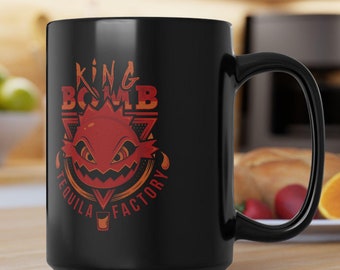 Zwarte King Bomb tequila-mok (11oz, 15oz) - Final Fantasy VII - Final Fantasy 7 - FF7 - Videogame - Gaming Cup - Chocobo - Geek - Koffie
