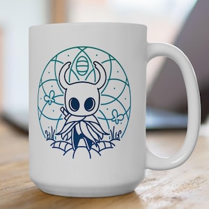 The Knight Ceramic Coffee Mugs, 11oz, 15oz - The Knight - Hollow Knight - Hornet - Hallownest - Indie Game - Video Games Cup - Mug