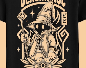 Camiseta unisex Vivi Ornitier con tatuaje de mago negro - Camiseta de Final Fantasy IX - FF9 - Camiseta de videojuego FFIX - Camiseta de jugador de rol y rol - Arte del tatuaje