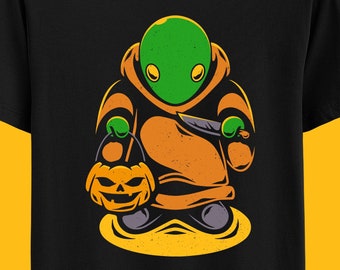 Tonberry Halloween Koch Messer Unisex T-shirt - Final Fantasy - FFVII - FFXIV - Spooky Cute - RPG Videospiel - Videospiele Tee - Gaming Tee