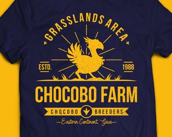Chocobo Farm T-shirt - Final Fantasy Video Games Shirt - FFVII - FFXIV - FF14 - Final Fantasy VII Rebirth Gaming Tee - Typography Gamer Tee