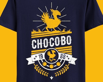 Chocobo T-shirt - Final Fantasy Video Games Shirt - FFVII - FFXIV - FF14 - Final Fantasy VII Rebirth Gaming Tee - FF7 Typography Gamer Tee