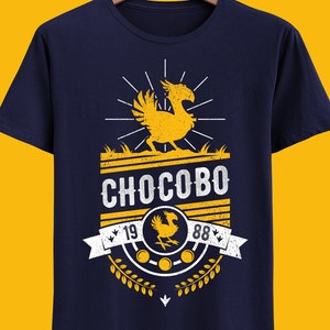 Chocobo T-shirt - Final Fantasy Video Games Shirt - FFVII - FFXIV - FF14 - Final Fantasy VII Rebirth Gaming Tee - FF7 Typography Gamer Tee