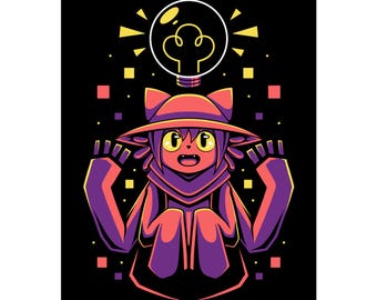 Cat Eyes Matte Vertical Poster - Oneshot - Niko - Cute Cat - Video Game - Indie Game - Indie Games - Video Games Art Print - Gaming Wall Art