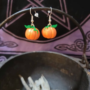 Baby Pumpkin Earrings Samhain Halloween Witchy Pagan Autumn Fall Celtic Seasonal BoHo Chic