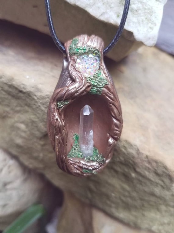 Polymer clay deals crystal pendant