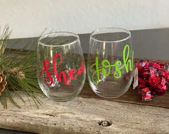 Handmade Calligraphy Wine Glass Set