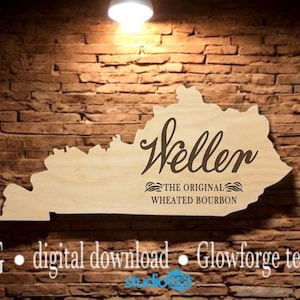 May include: A wooden cutout of the state of Kentucky with the words "Weller The Original Wheated Bourbon" inscribed on it.