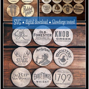Pacchetto Kentucky Bourbon Whiskey. Oltre 20 file Jim Beam. Maker's Mark SVG. File di taglio e incisione. Download digitale Pappy Van Winkle Rabbit Hole