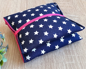 Sanitary pad pouch, sanitary pad case GLÜCKSSTERNE PINK BLUE