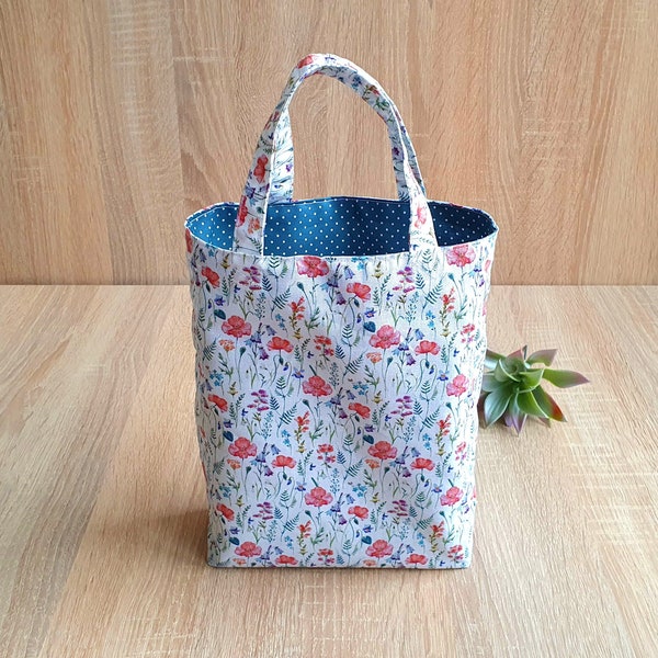 Stofftasche, Kindergartenbeutel, Kindertasche, Buchtasche, Kleine Tasche WILDBLUMENWIESE