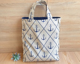 Sac, shopper, cabas, cabas, sac de plage, sac en tissu ANKERLIEBE maritime