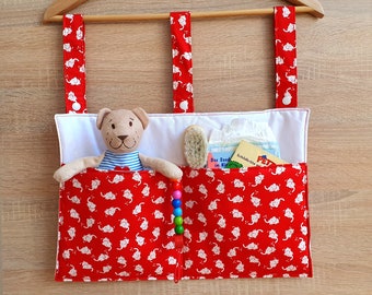 Bettutensilo, Betttasche, Laufgittertasche, Hochstuhltasche, Baby, Utensilo ELEFANTEN ROT