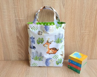 Kindergartentasche, Kindergartenbeutel, Buchtasche, Stofftasche, Kindertasche WALDTIERE