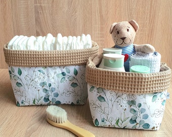 Utensilo, baby fabric basket, utensil set, changing table set EUCALYPTUS