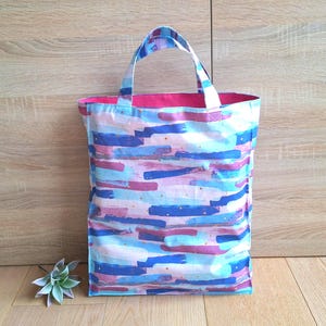 Bunte Stofftasche | Wiederverwendbare Einkaufstasche | Handgemachte Tote Bag | Pink Print Beuteltasche | Geschenkidee handmade | Stoffbeutel