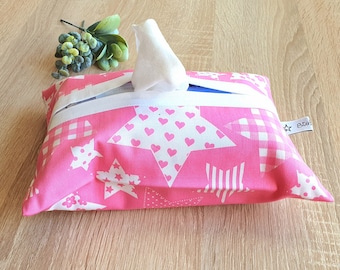 Baby wipes bag, wet wipes bag, wet wipes STARS & HERZCHEN pink