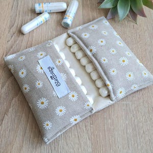 Sacchetto per assorbenti, margherite, contenitore per assorbenti, borsa igienica, sacchetto per il ciclo, prima mestruazione, regalo per ragazze