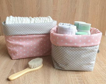 Utensil set, fabric basket, changing table set, fabric basket, Utensilo STARS & PÜNKTCHEN