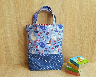 Kindergartentasche, Kindertasche, Kindergartenbeutel, Buchtasche, Stofftasche WALE maritim