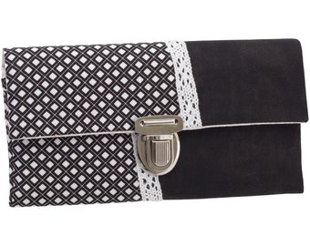 Women's wallet stock exchange wallet fabric black white checkered unique