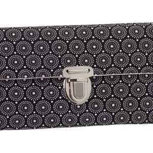 Damen Geldbörse Börse Portemonnaie Unikat Steckverschluss Stoff Blumen Kreise Retro schwarz weiß Handmade