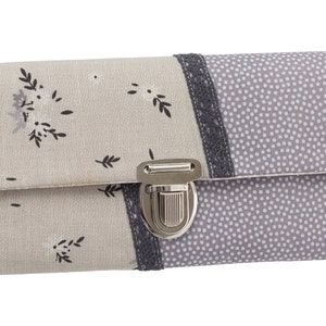 Damen Geldbörse Börse Portemonnaie Stoff beige Blumen Punkte Unikat