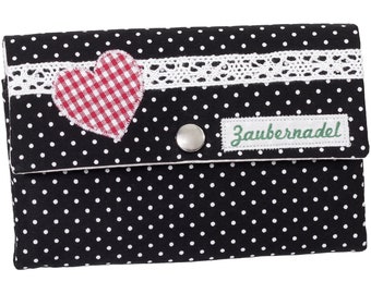 Women's wallet stock exchange wallet fabric black dots heart unique