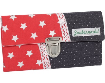 Women's Wallet Wallet Fabric Red Grey Stars Points Unique