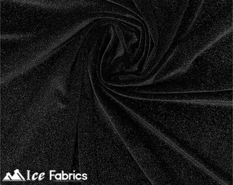 Black Gold Glitter Velvet Fabric By The Yard | Shiny Glitter Spandex Fabric | Stretch Velvet Fabric | For Dresses, tablecloth | VelvetGlow