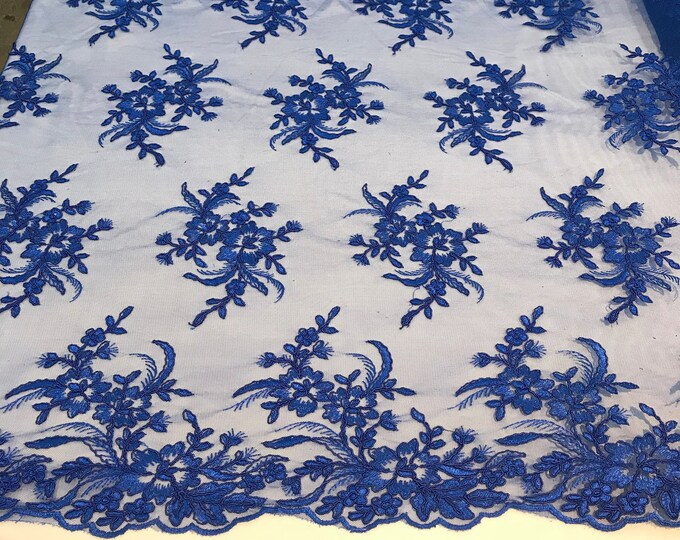 Royal Blue Top women fashion prom wedding dress fabric by the yard.embroidered Mesh lace for apparel,decorations,night gowns,tablecloths