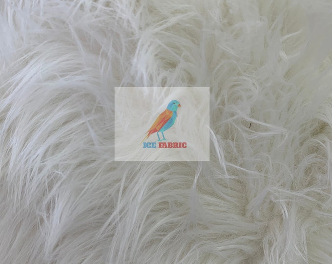 Fur Coats, Fur Clothing, Blankets, Bed Spreads, Throw Blankets Fake Fur Solid Mongolian Long Pile Fabric / Ivory / Sold By The Yard