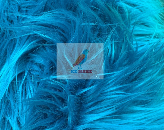 Fur Coats, Fur Clothing, Blankets, Bed Spreads, Throw Blankets Fake Fur Solid Mongolian Long Pile Fabric / Teal / Sold By The Yard
