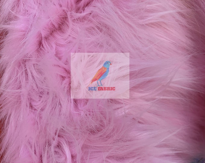 Fur Coats, Fur Clothing, Blankets, Bed Spreads, Throw Blankets Fake Fur Solid Mongolian Long Pile Fabric /Pink/ Sold By The Yard