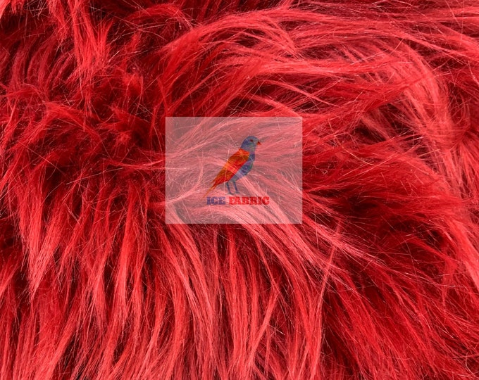 Fur Coats, Fur Clothing, Blankets, Bed Spreads, Throw Blankets Fake Fur Solid Mongolian Long Pile Fabric / Burgundy / Sold By The Yard