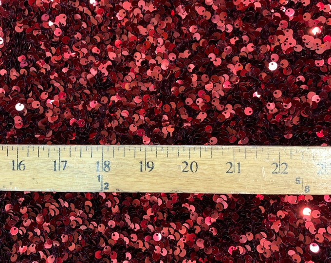 Beverly Design (Burgundy) iridescent Hologram Sequins ON A Black Stretch Velvet Fabric By The Yard// 2 Way Stretch Velvet Sequins Lace.