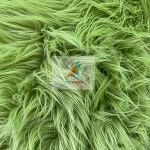 Fur Coats, Fur Clothing, Blankets, Bed Spreads, Throw Blankets Fake Fur Solid Mongolian Long Pile Fabric / Green / Sold By The Yard