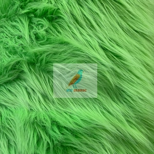 Fur Coats, Fur Clothing, Blankets, Bed Spreads, Throw Blankets Fake Fur Solid Mongolian Long Pile Fabric / Green/ Sold By The Yard